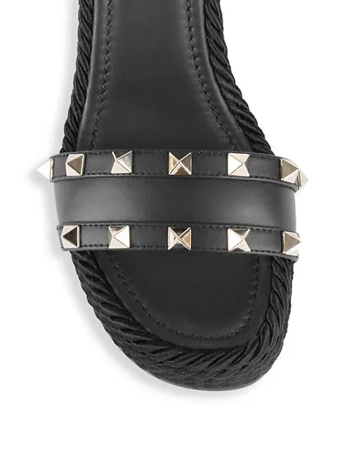 Valentino Garavani Leather Espadrille Wedges