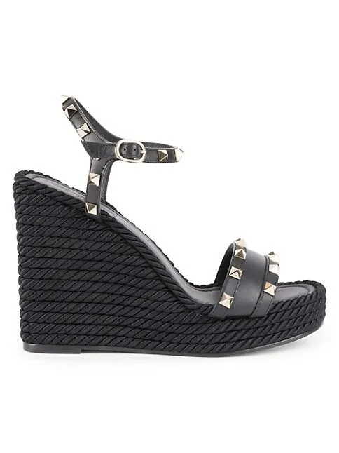 Valentino Garavani Leather Espadrille Wedges