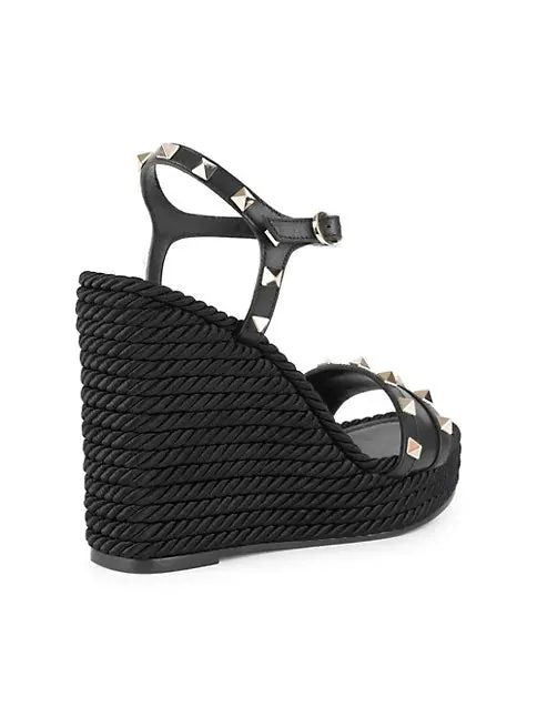 Valentino Garavani Leather Espadrille Wedges