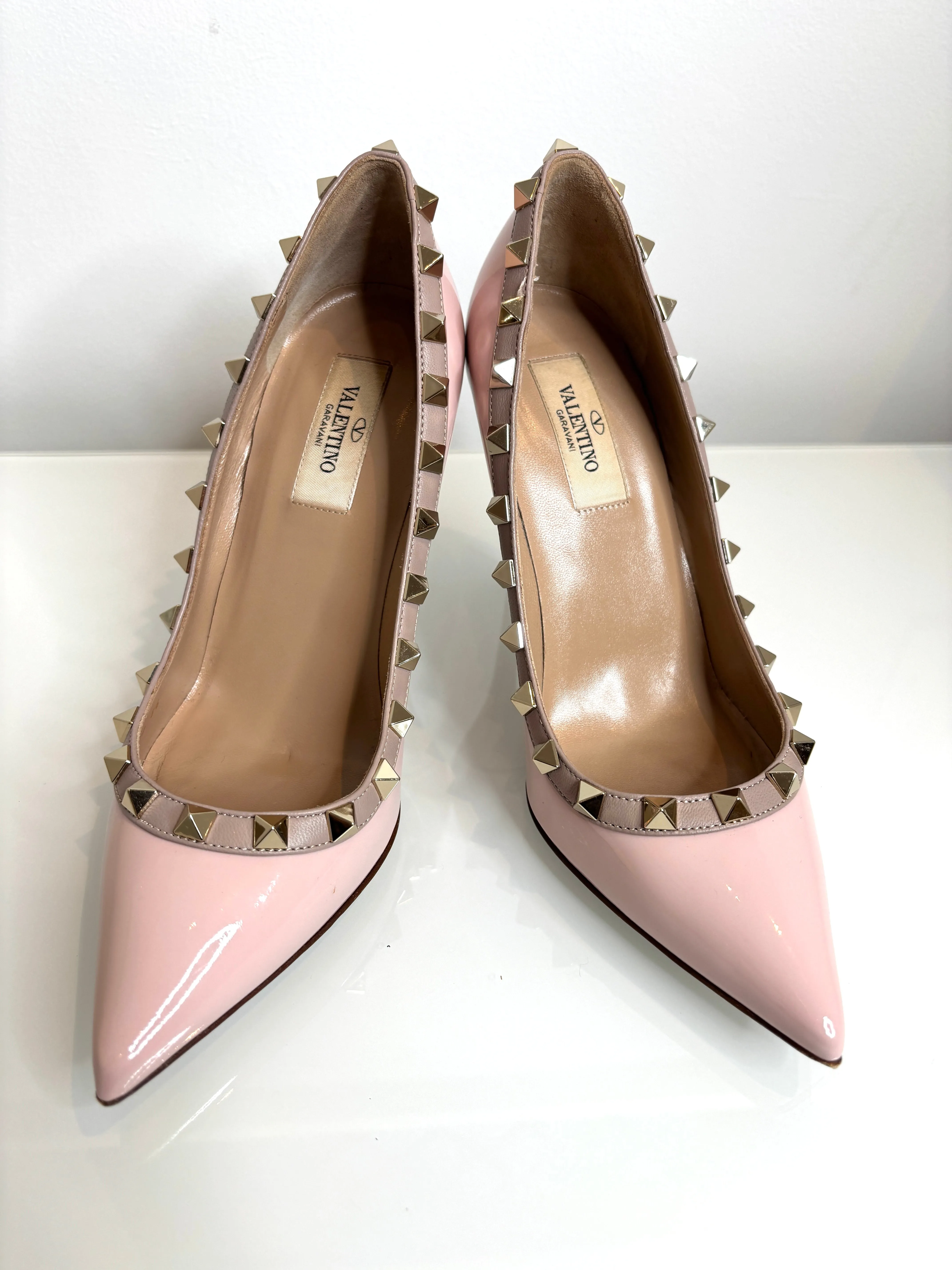 Valentino Garavani Rockstud 100 Water Rose Patent Leather Pumps Heels 36 UK3