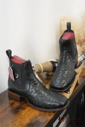 VESTIGIUM SHORTBOOT EXOTIC OSTRICH BLACK - 0305