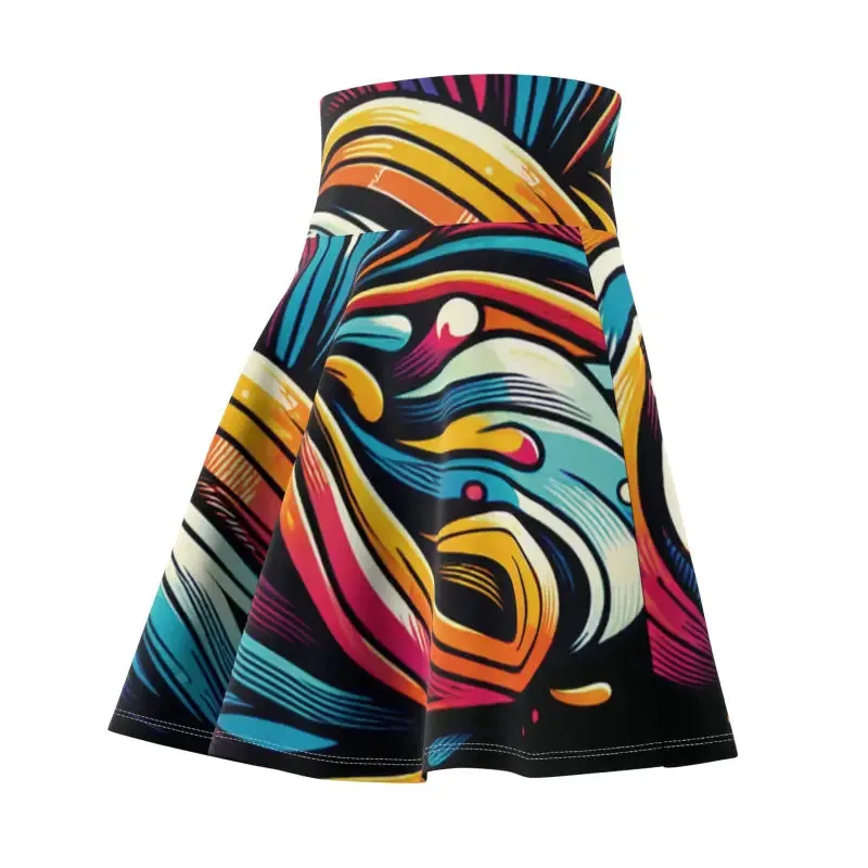 Vibrant Brushstrokes Skater Skirt for Bold Fashion