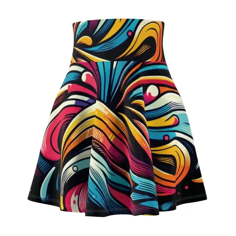 Vibrant Brushstrokes Skater Skirt for Bold Fashion