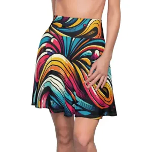 Vibrant Brushstrokes Skater Skirt for Bold Fashion