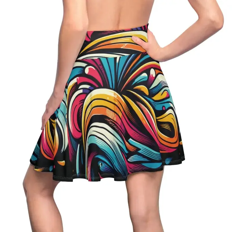 Vibrant Brushstrokes Skater Skirt for Bold Fashion