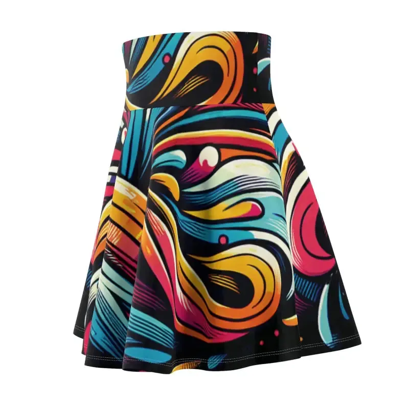 Vibrant Brushstrokes Skater Skirt for Bold Fashion