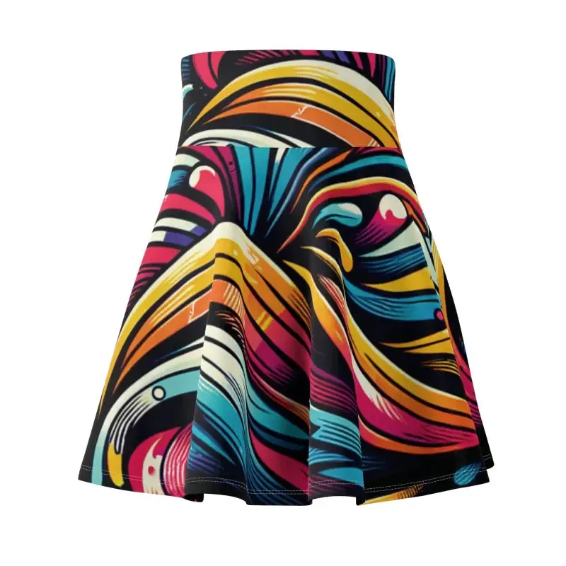 Vibrant Brushstrokes Skater Skirt for Bold Fashion