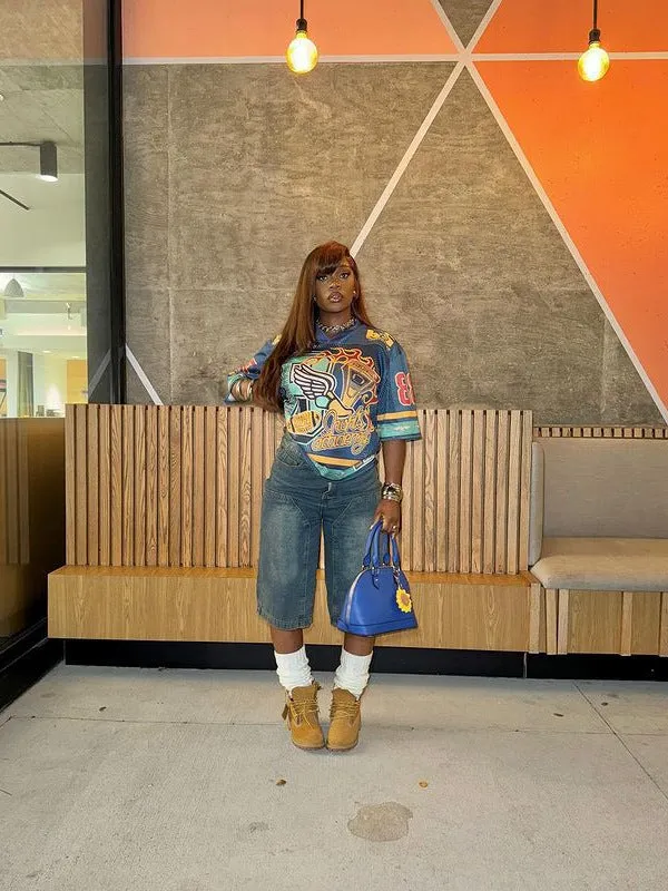 Vibrant Graphic Short Sleeve Oversized T-Shirt