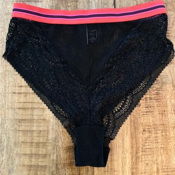 Victoria’s Secret 2 piece bra bralette lace mesh fishnet set high waisted panty