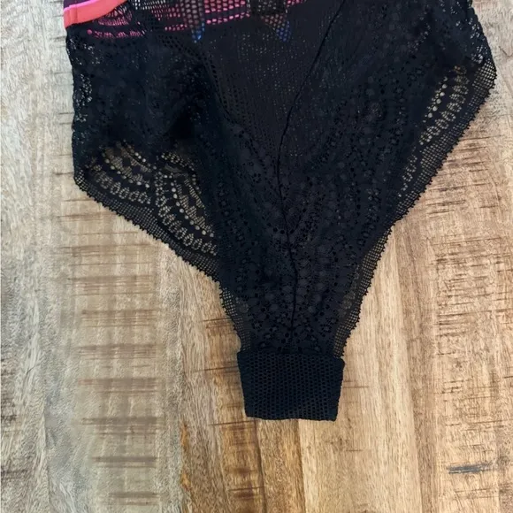 Victoria’s Secret 2 piece bra bralette lace mesh fishnet set high waisted panty