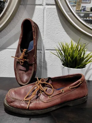 Vintage 90s POLO SPORT Ralph Lauren Boat Shoes Loafers Brown Leather Men's US 10