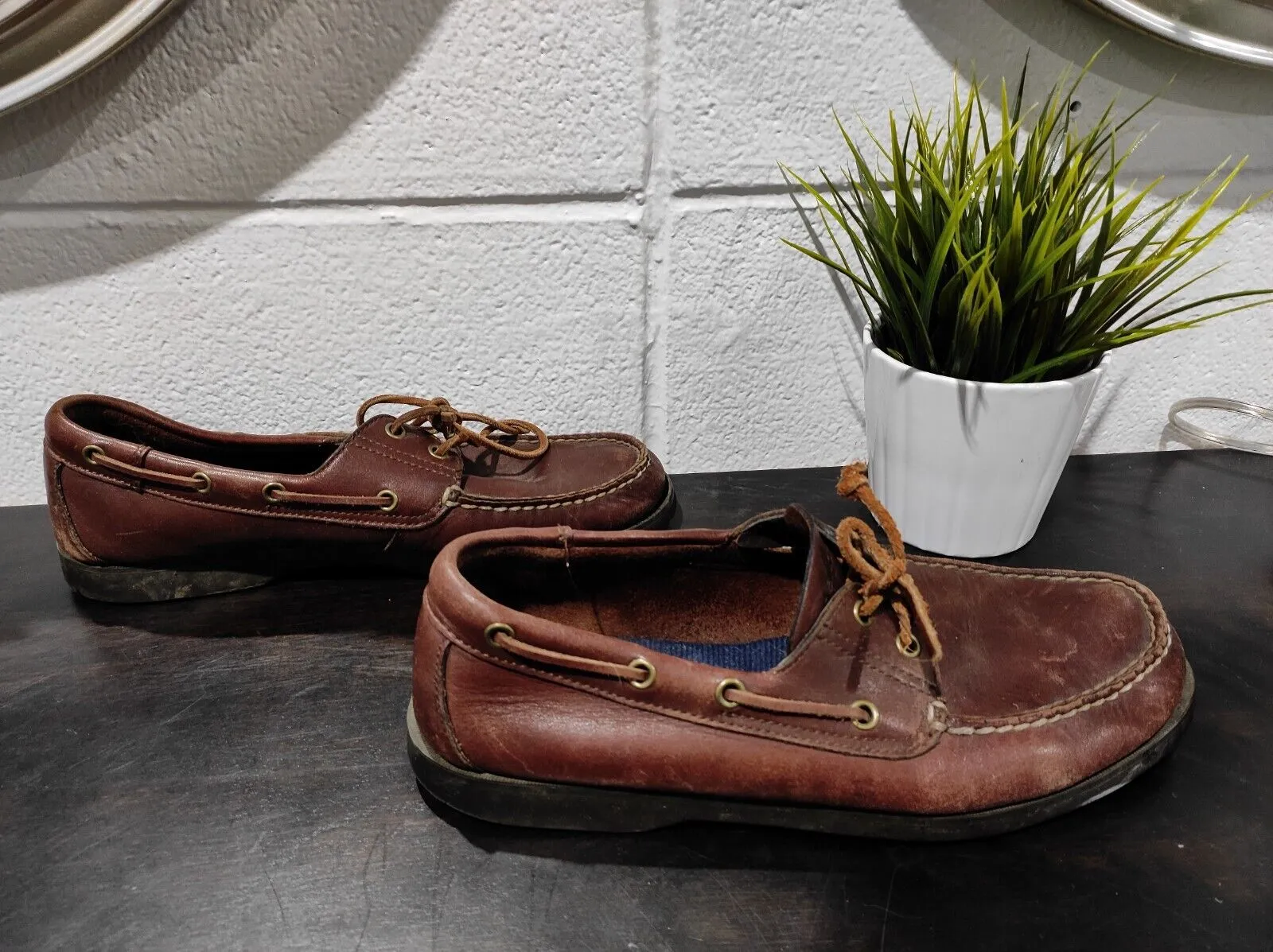 Vintage 90s POLO SPORT Ralph Lauren Boat Shoes Loafers Brown Leather Men's US 10