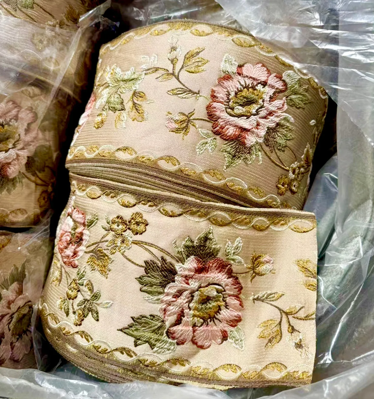 Vintage French floral brocade braid.