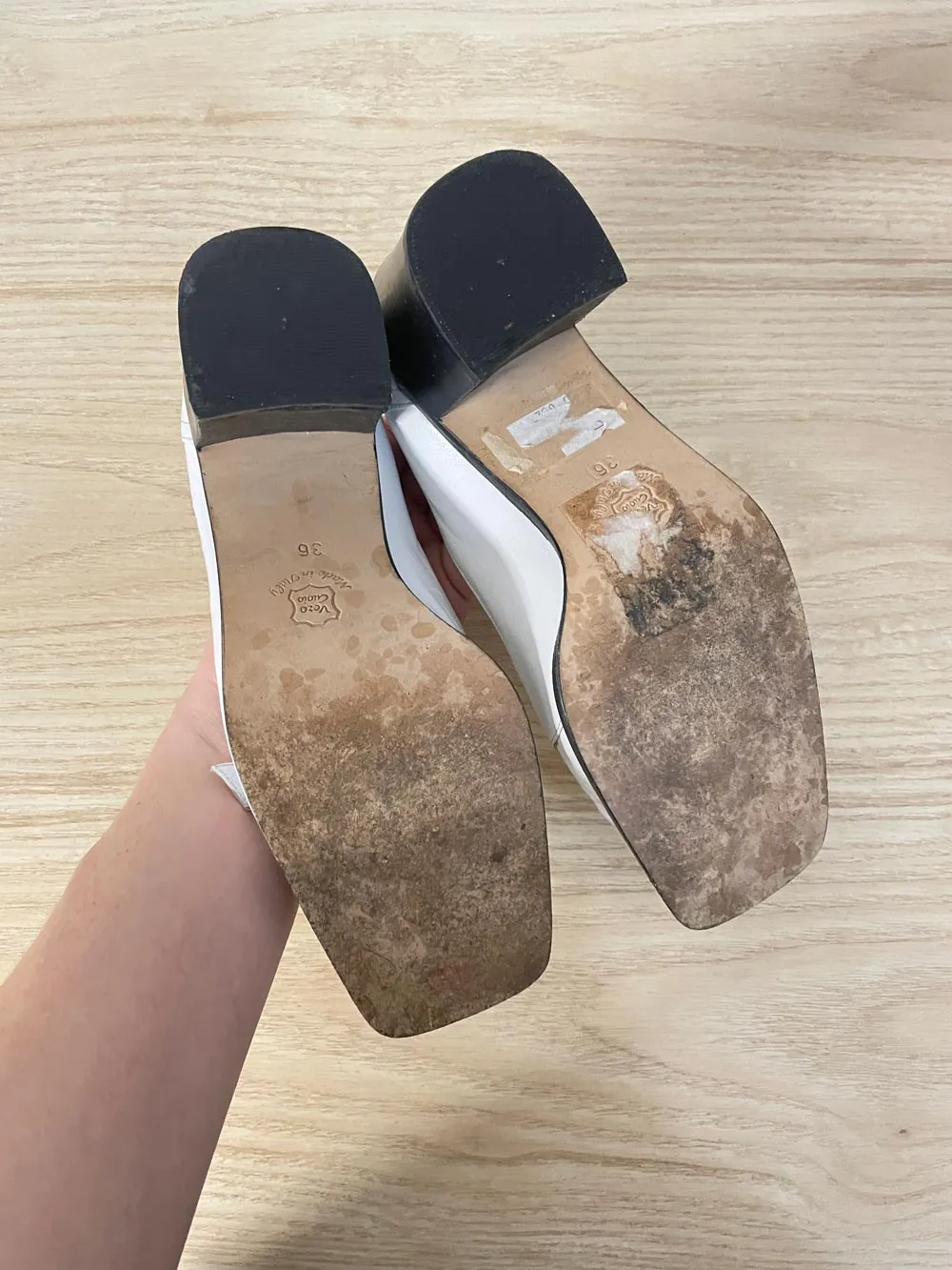 vintage le silla itally leather square toe heeled loafer