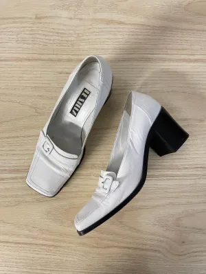 vintage le silla itally leather square toe heeled loafer