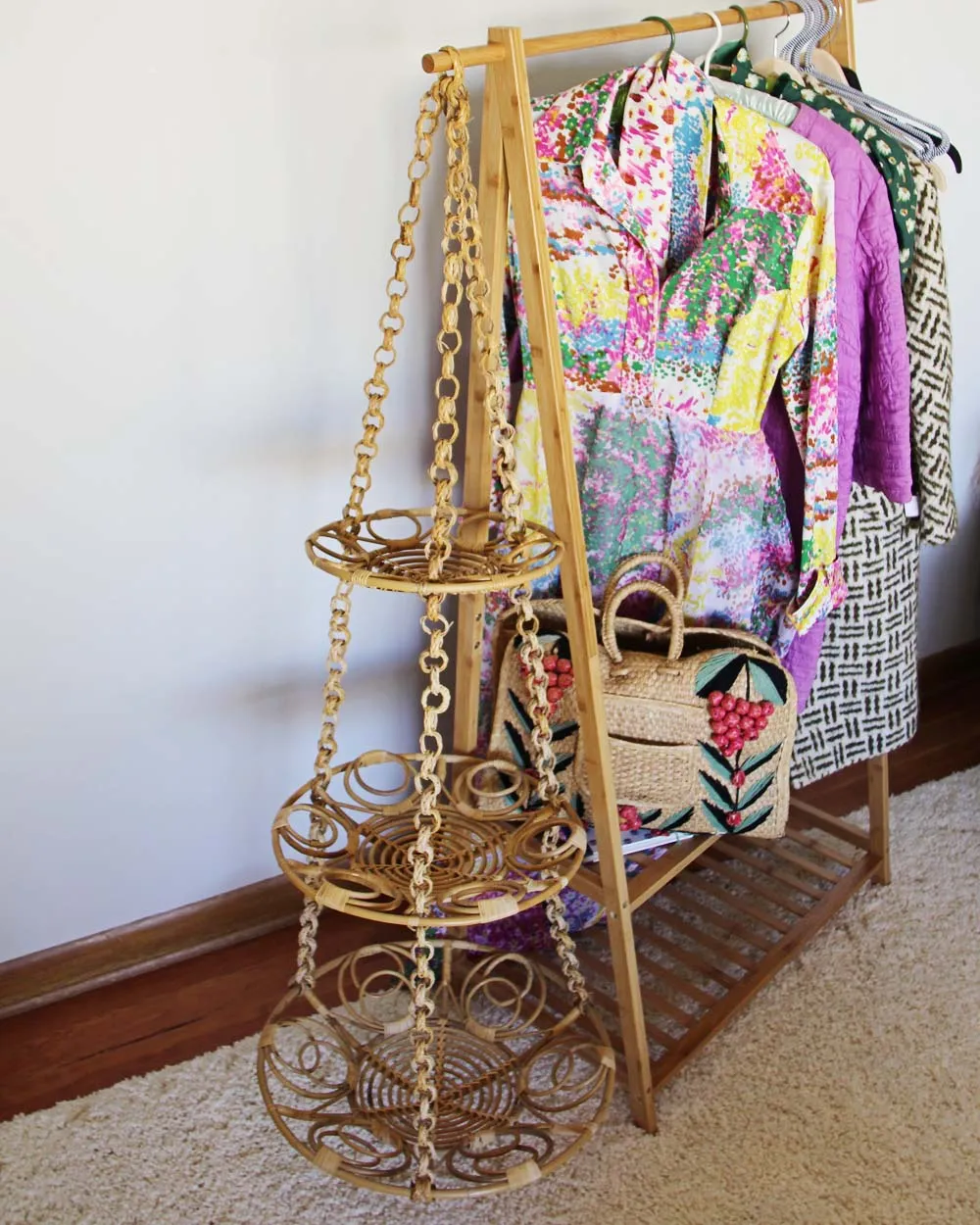 Vintage Rattan Hanging Baskets