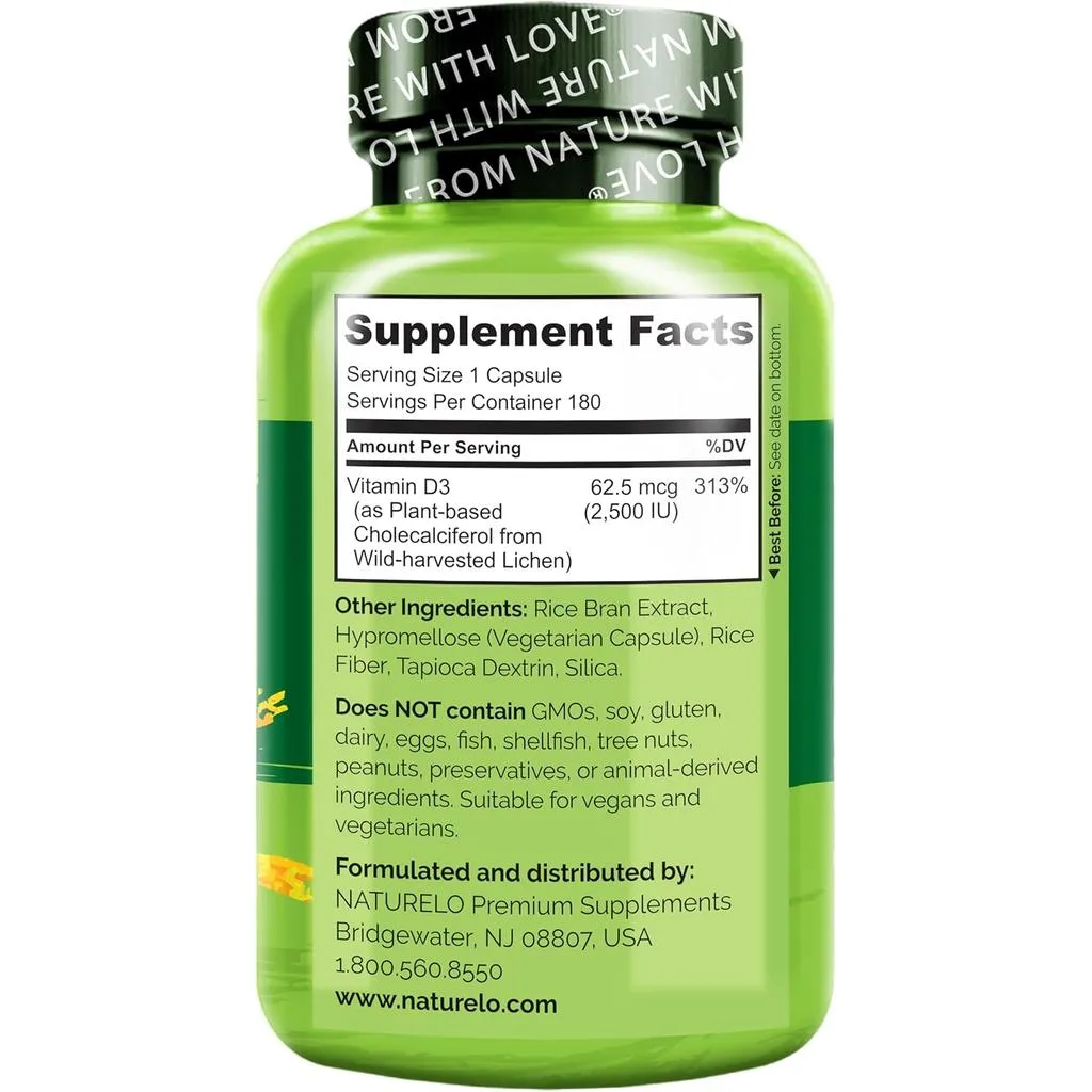 Vitamin D from Natural Wild Harvested Lichen 2500 IU