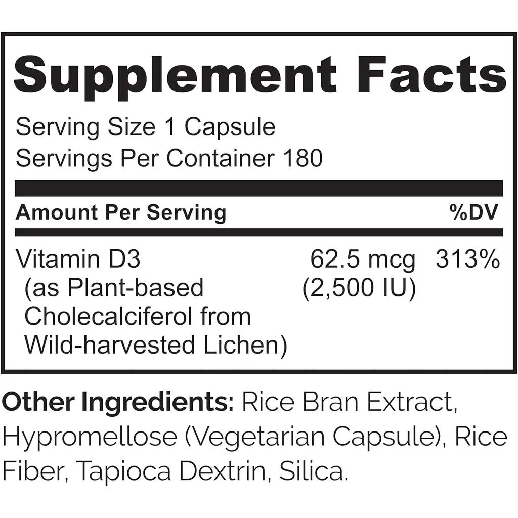 Vitamin D from Natural Wild Harvested Lichen 2500 IU