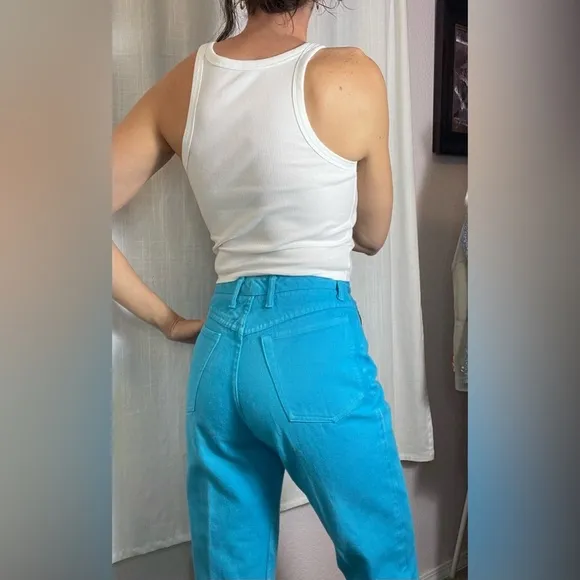 Vtg Ivy Brown Turquoise High Rise Denim Size 8