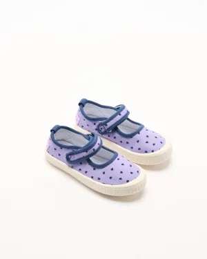 WALNUT MARY JANE CANVAS - LILAC HEARTS