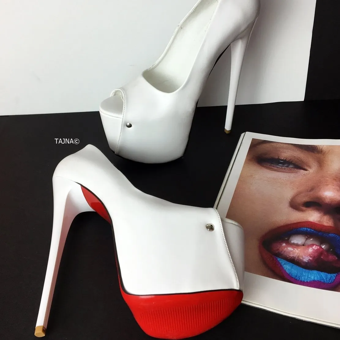 White Peep Toe High Heels