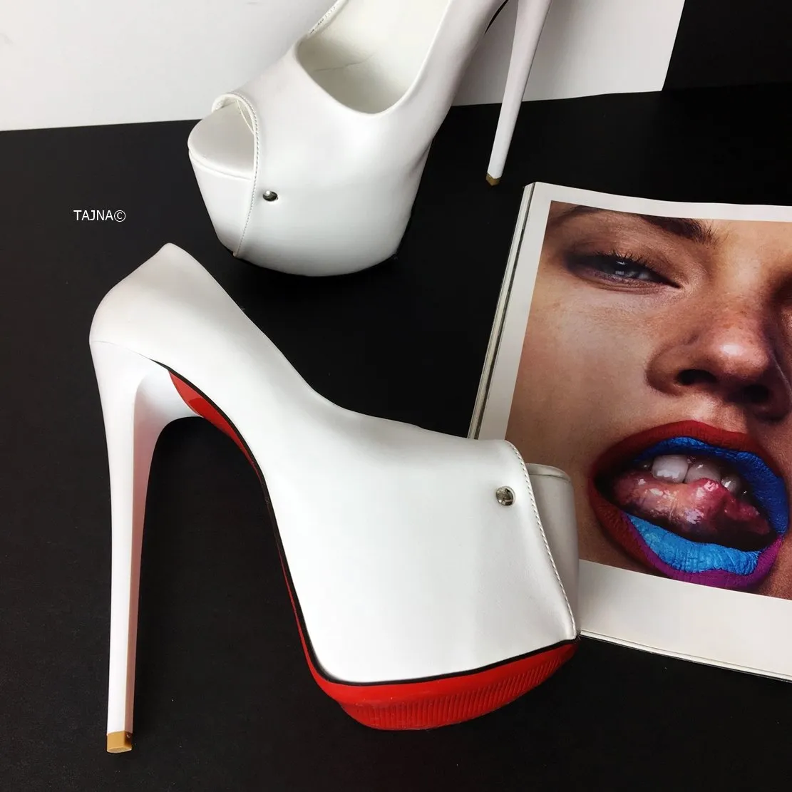 White Peep Toe High Heels