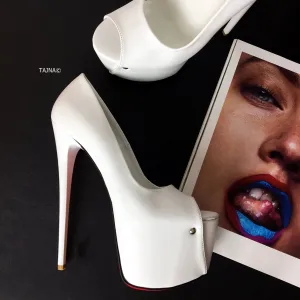 White Peep Toe High Heels