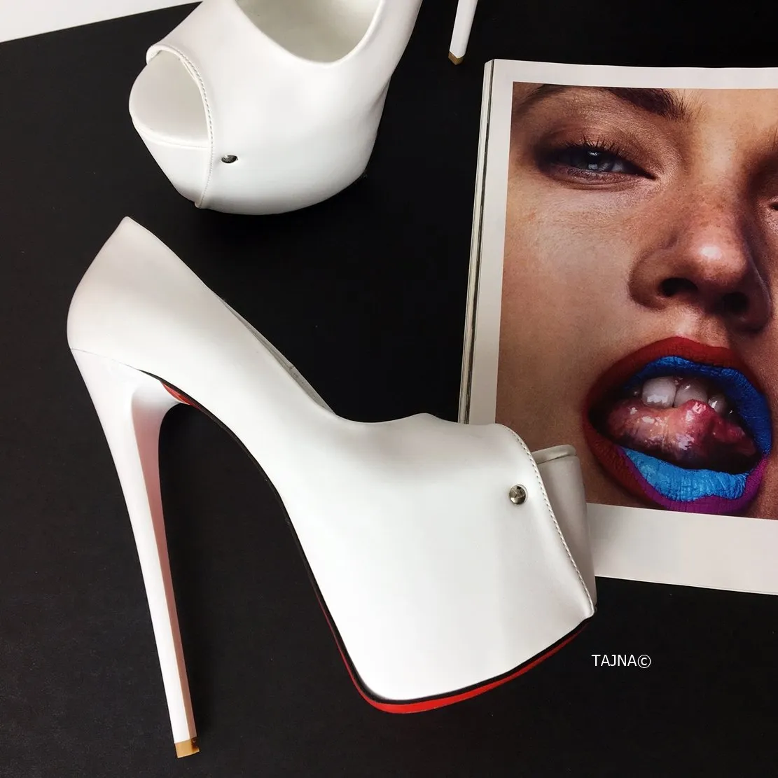 White Peep Toe High Heels