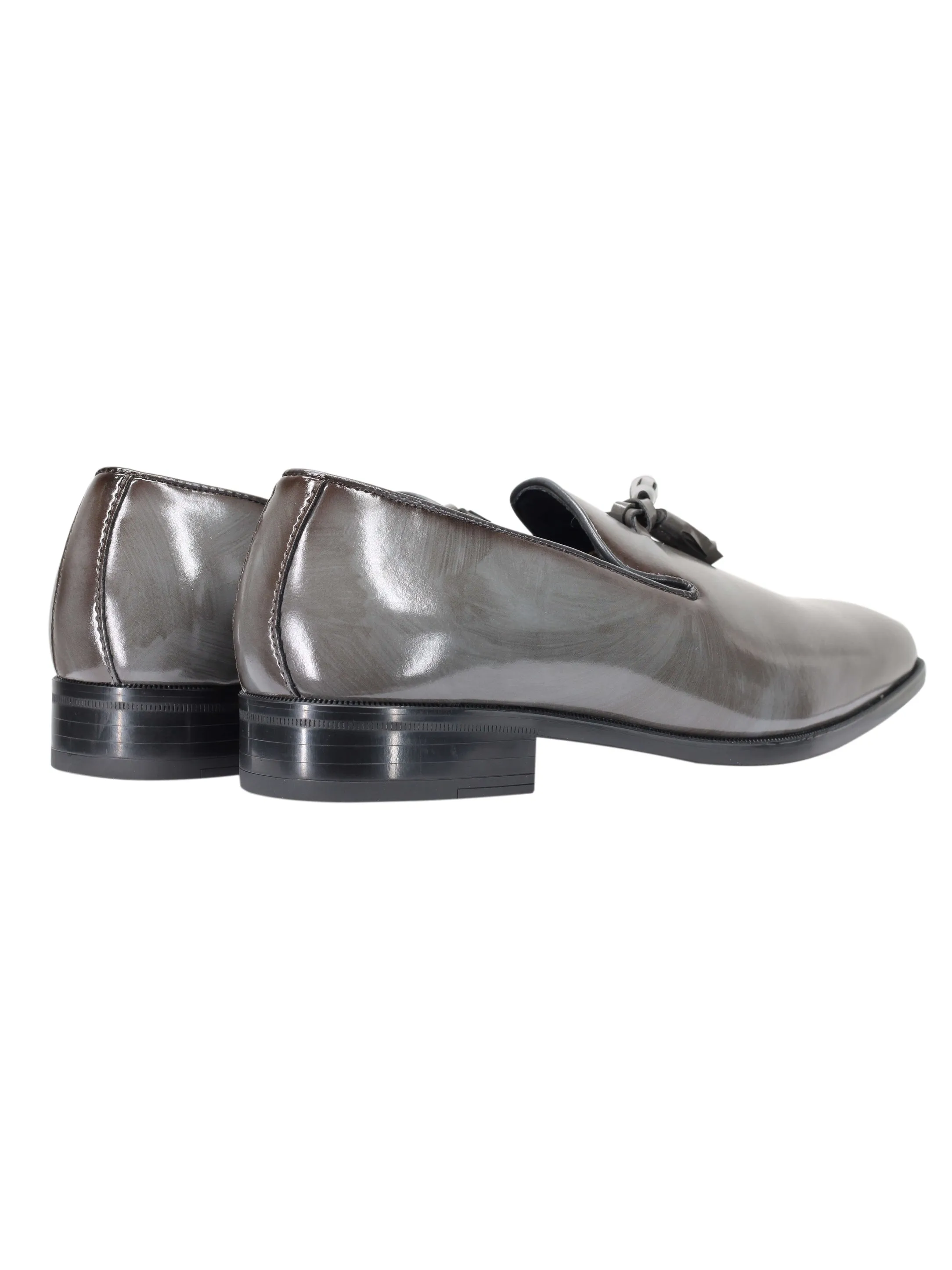 WHOLECUT FAUX LEATHER LOAFERS WITH TASSELS
