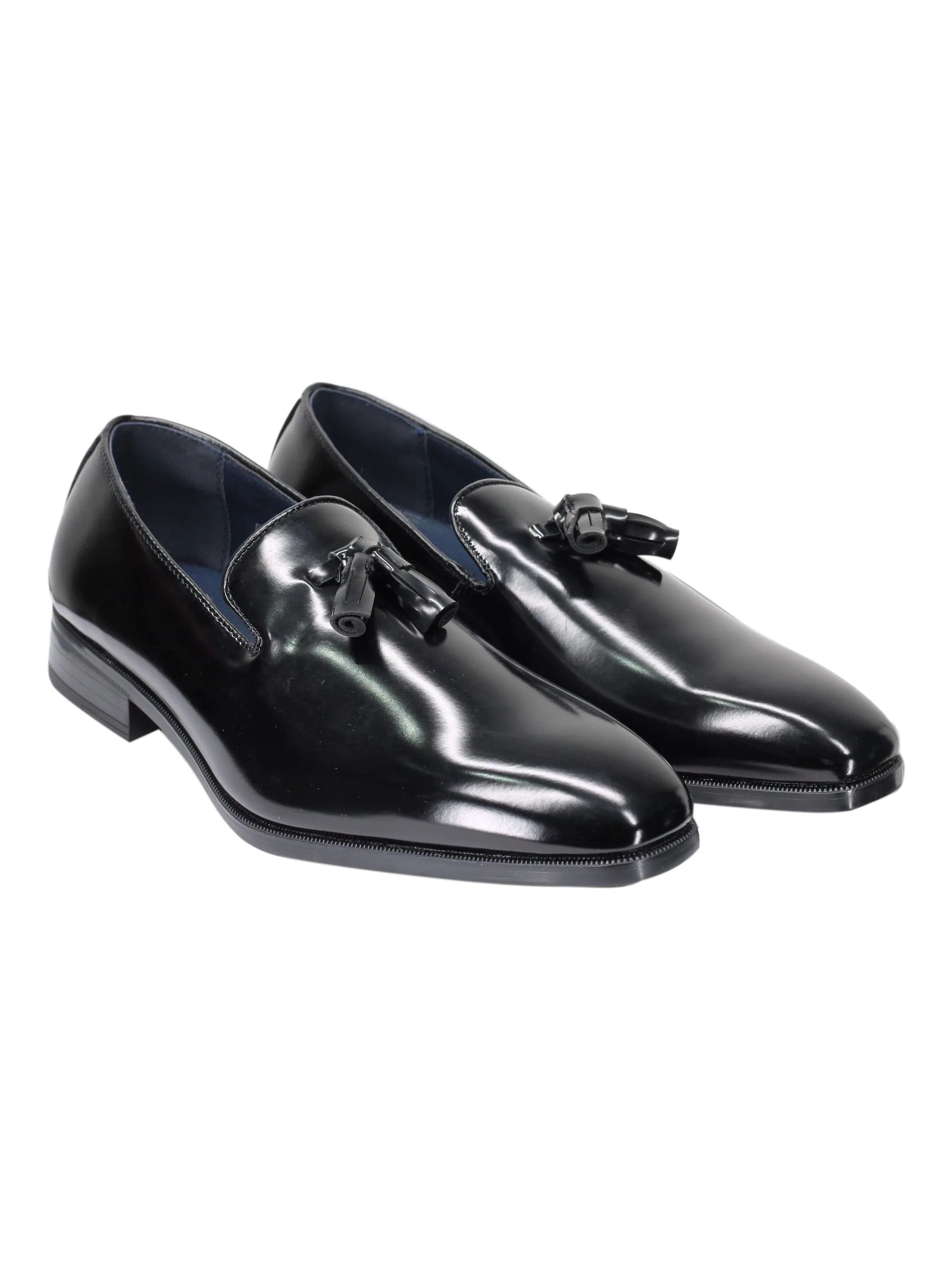 WHOLECUT FAUX LEATHER LOAFERS WITH TASSELS