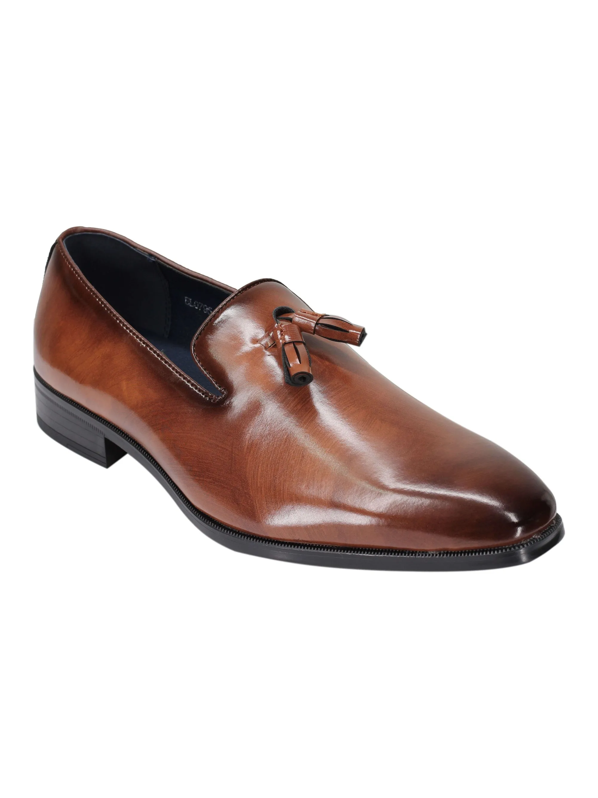 WHOLECUT FAUX LEATHER LOAFERS WITH TASSELS