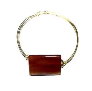 Wire Wrapped  Rectangular Carnelian Stone Bracelet