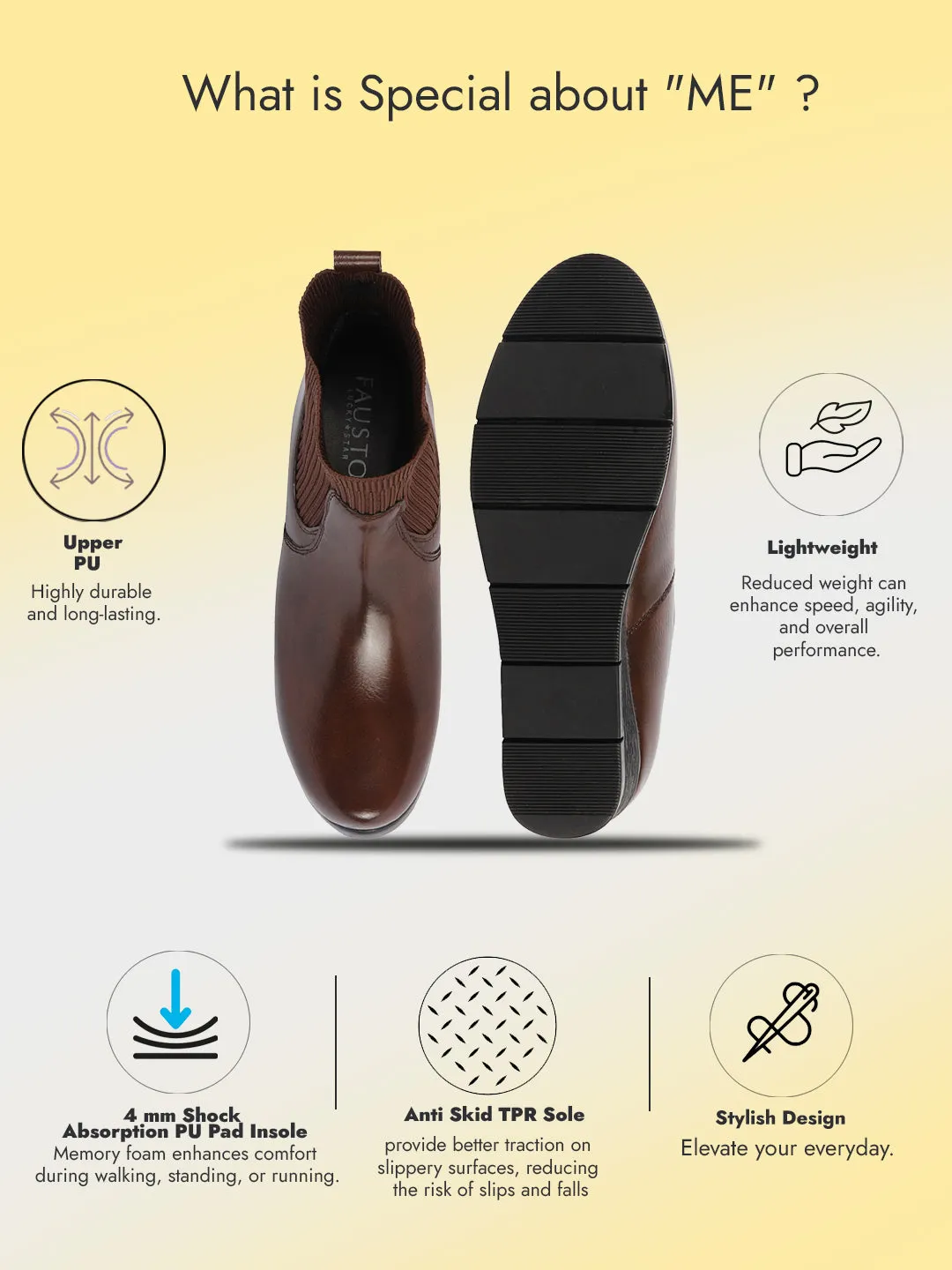 Women Brown Mid Top Socks Collar Slip On Broad Feet Wedge Heel Work Boots