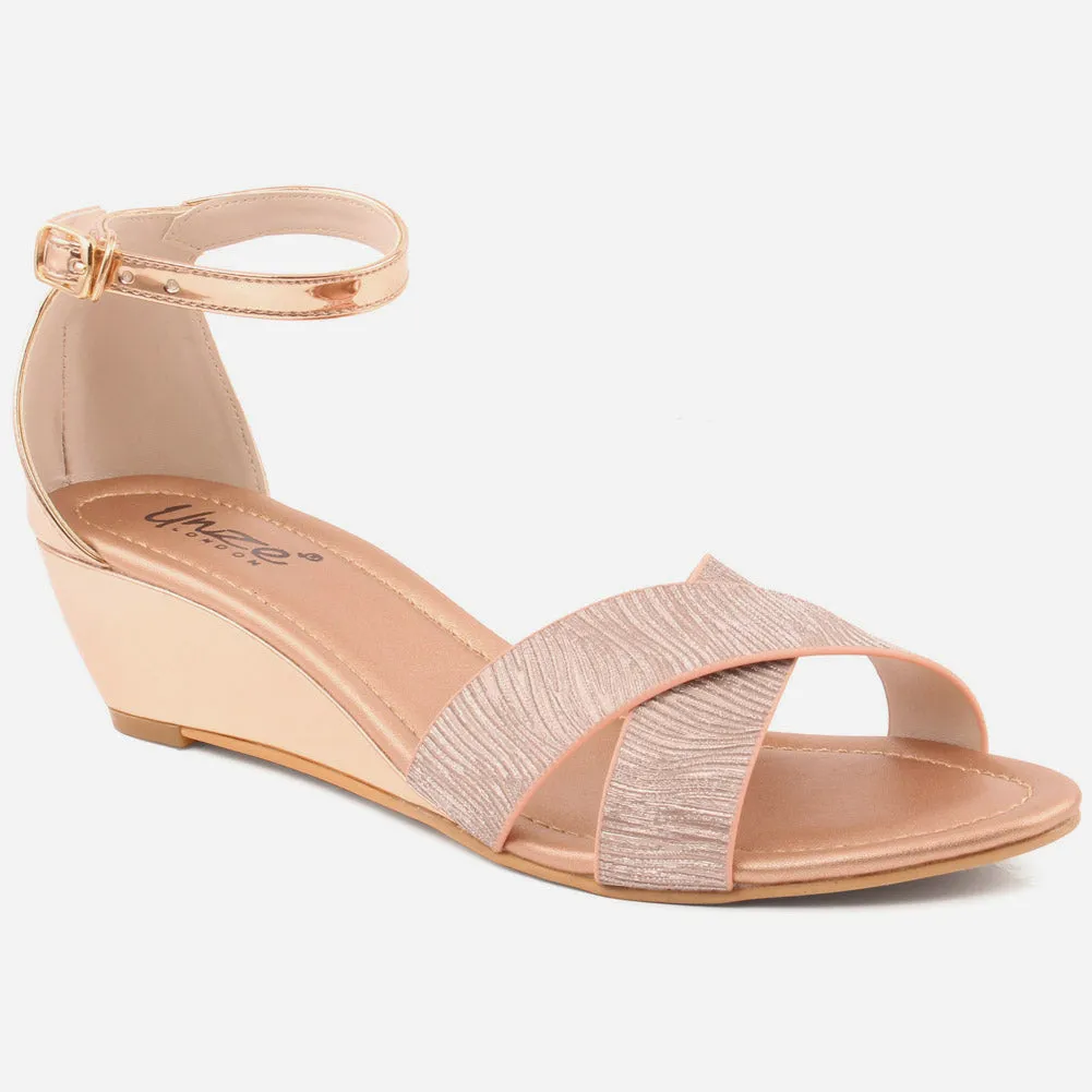 Women "DEBRA" Glossy Crossover Straps Sandals