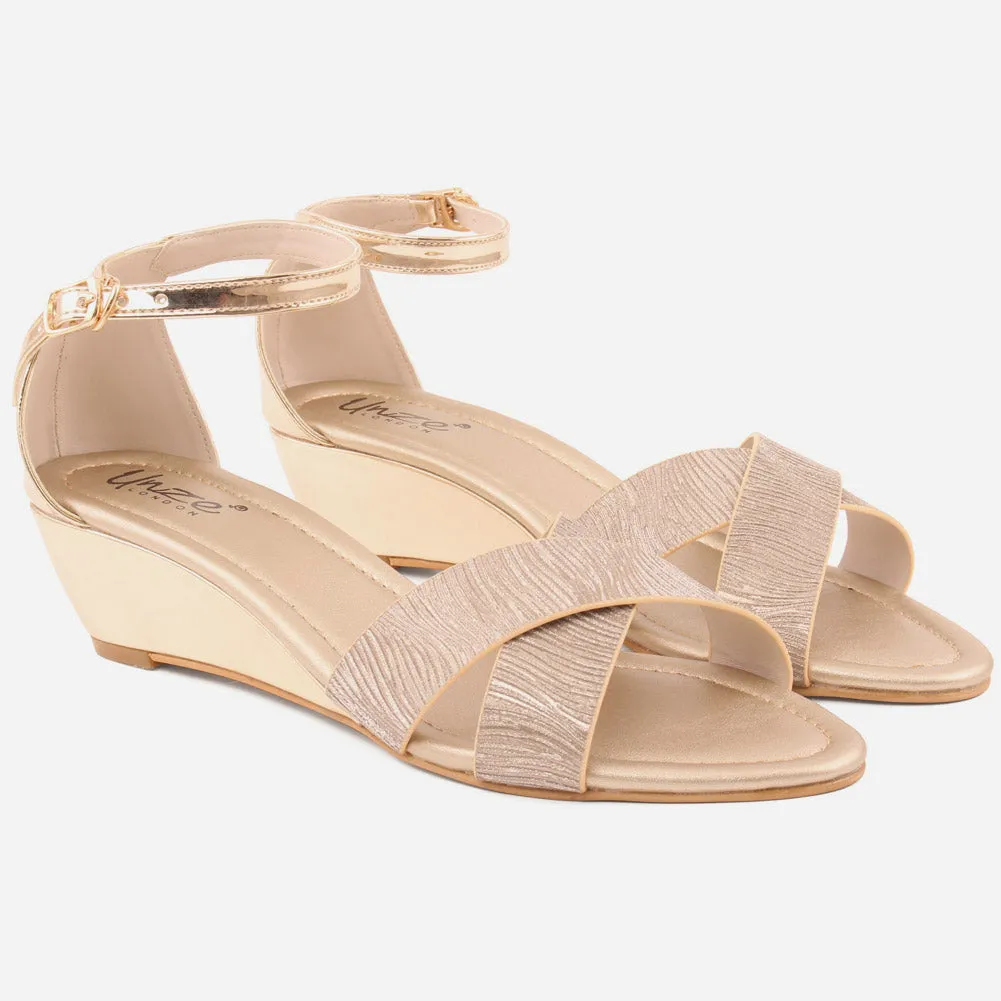 Women "DEBRA" Glossy Crossover Straps Sandals