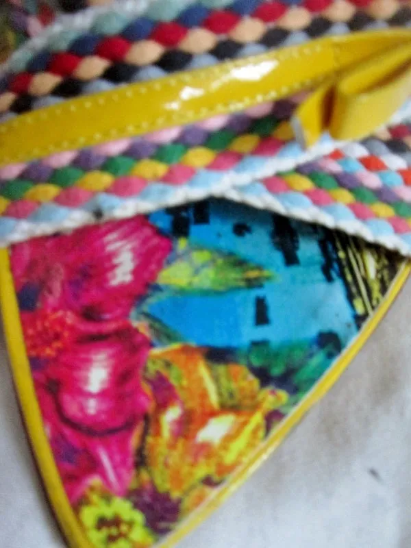 Womens MISS SIXTY ITALY Platform Wedge Leather Shoes Sandals 39 / 8.5 YELLOW Multi