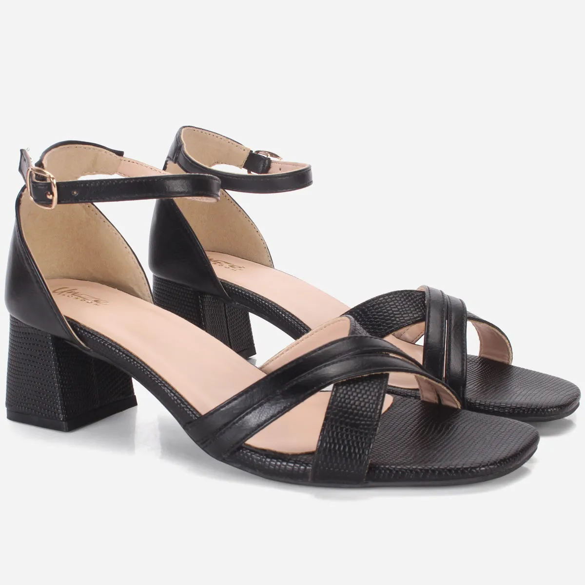 Womens "ESTEIA" Block Heeled Summer Sandals