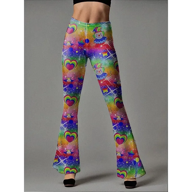 Y2K High Waisted Flare Bottoms Leggings in Stretchy Fabric